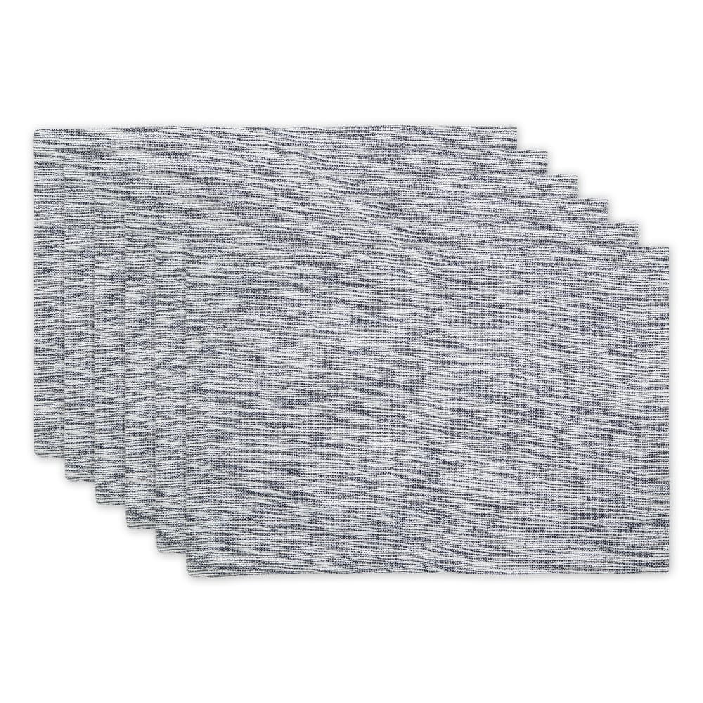 Light Grey And Off-White Tonal Recycled Cotton Slubby Rib Placemat (Set of 6) 13x19