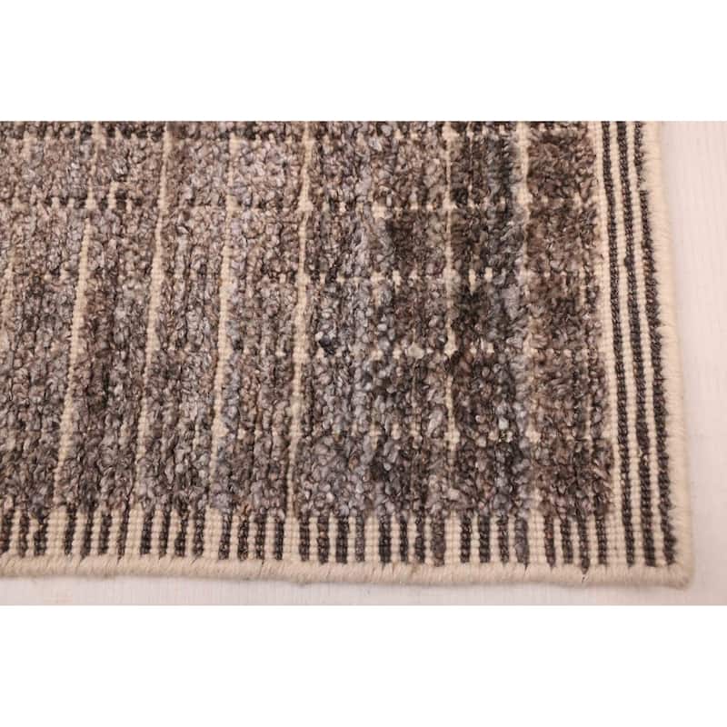 ECARPETGALLERY Hand Loomed Ananda Dark Grey Silk Rug - 6'8 x 9'6