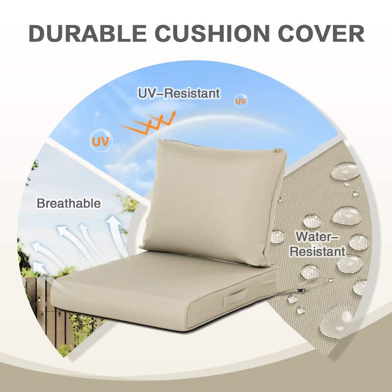 Aoodor Outdoor Chair Cushions Set, Water Resistant Deep Seat Cushions