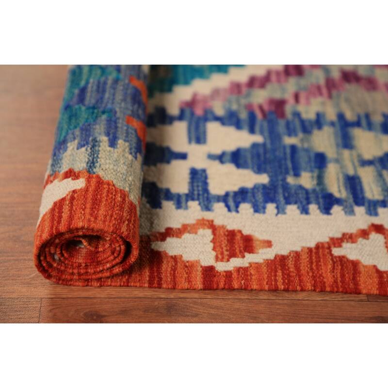 Trellis Kilim Oriental Area Rug Flatweave Wool Carpet - 7'9"x 10'0"