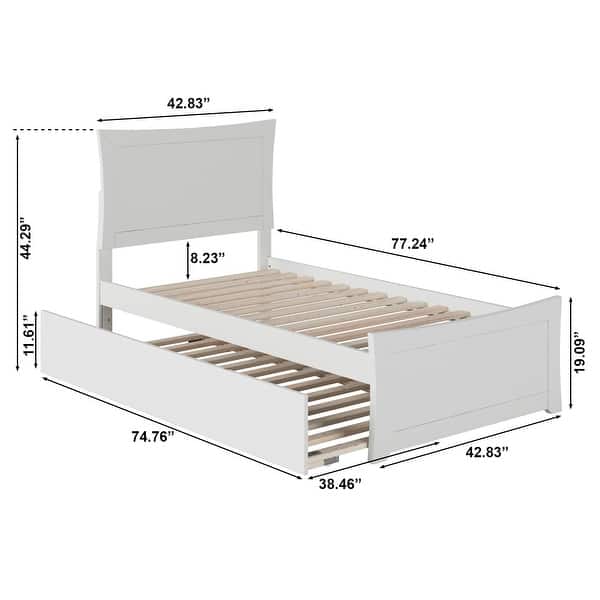 dimension image slide 9 of 11, AFI Metro Platform Bed with Matching Footboard & Trundle