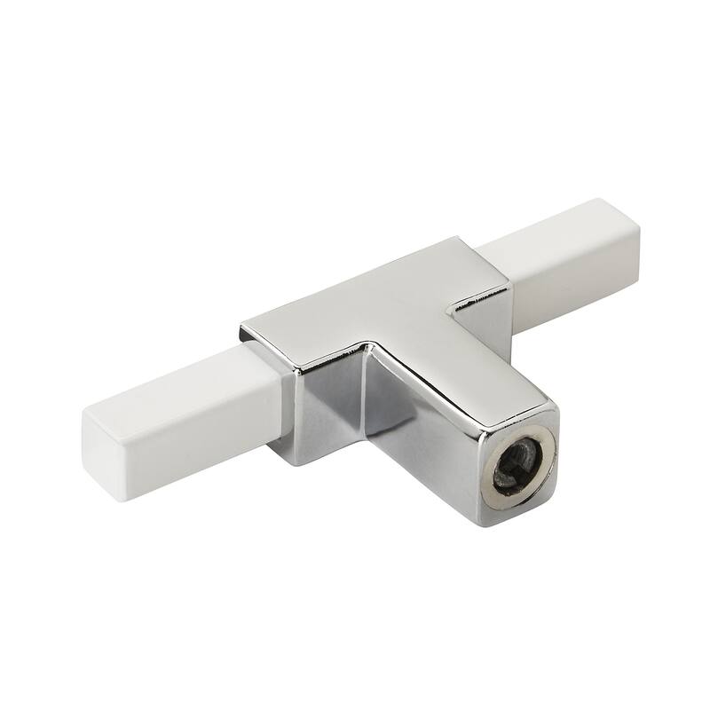 Urbanite 2-5/8 in (67 mm) Length Polished Chrome/White Cabinet Knob - 2.625