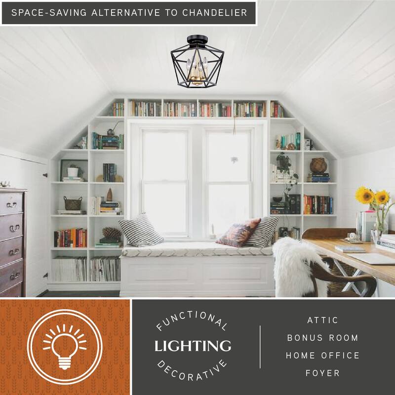Vaxcel Lighting Turin 4 Light 14-1/2" Wide Semi-Flush Ceiling Fixture