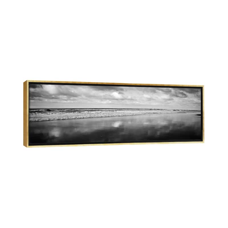 iCanvas "Beach (Black & White)" by Michael Harrison Framed Canvas Print - 16x48 - Gold
