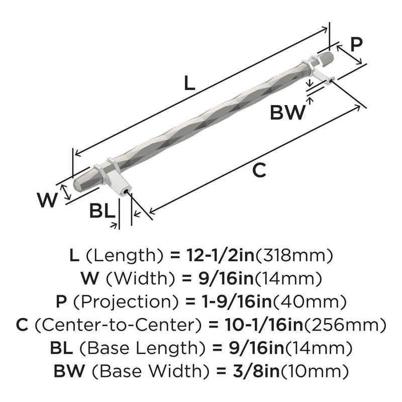 Amerock London 10-1/16 in (256 mm) Center-to-Center Satin Nickel/Polished Chrome Cabinet Pull