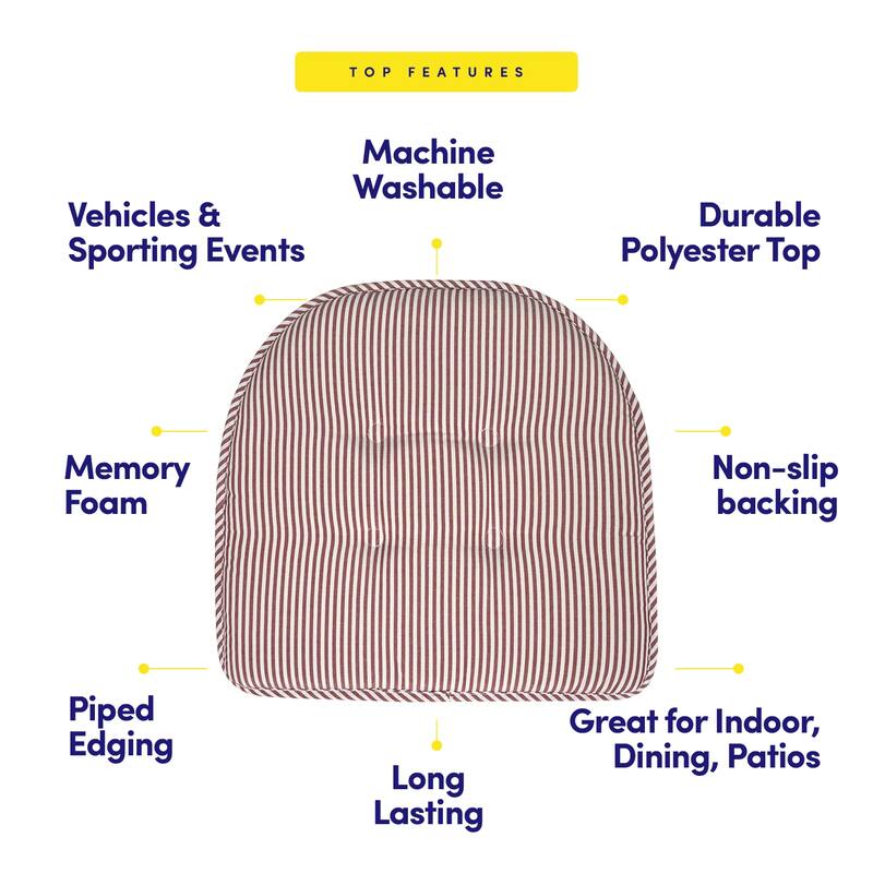 Pinstripe U-shaped Memory Foam Chair Pad