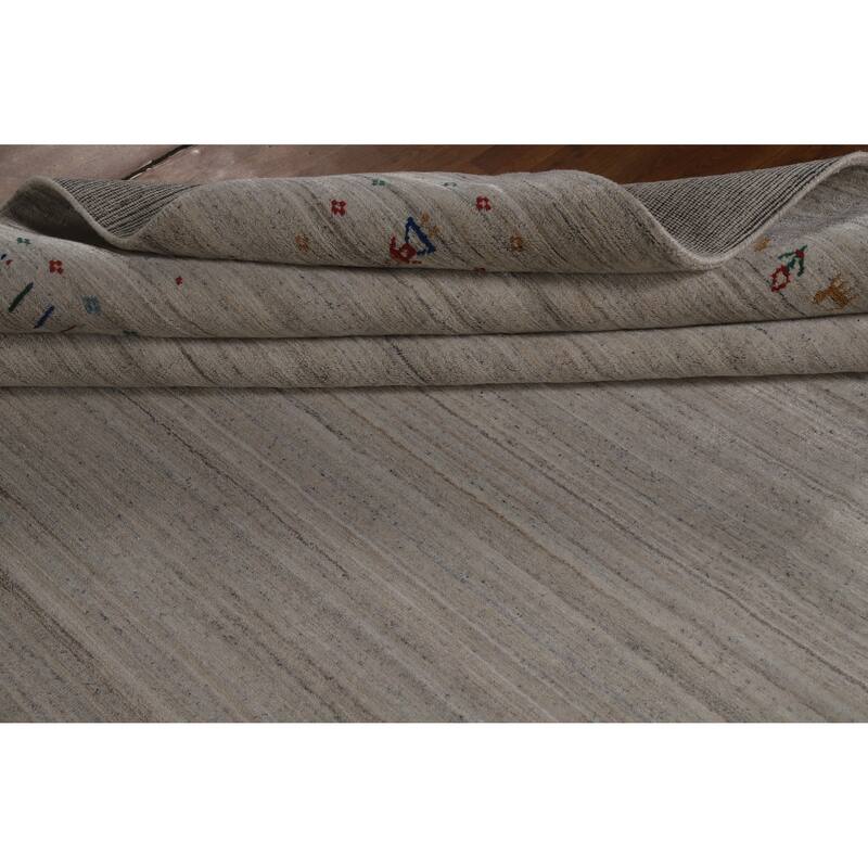 Hand Knotted Oriental 100% Wool Carpet Tribal Tribal Greys & Charcoal Gabbeh Area Rug - 10' 1'' X 8' 0''