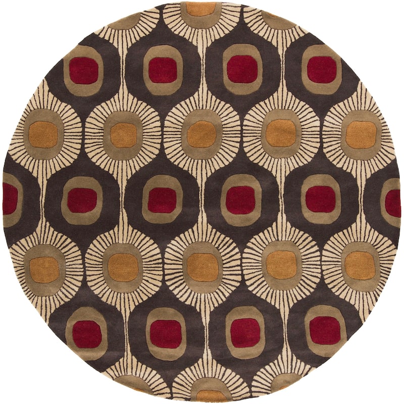 Livabliss Modern & Contemporary Forum Geometric Area Rug - 8' x 8' Round - Red/Orange