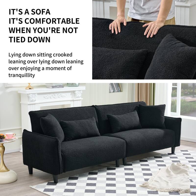 97-inch Black Teddy Velvet Sofa with Foam and Spring