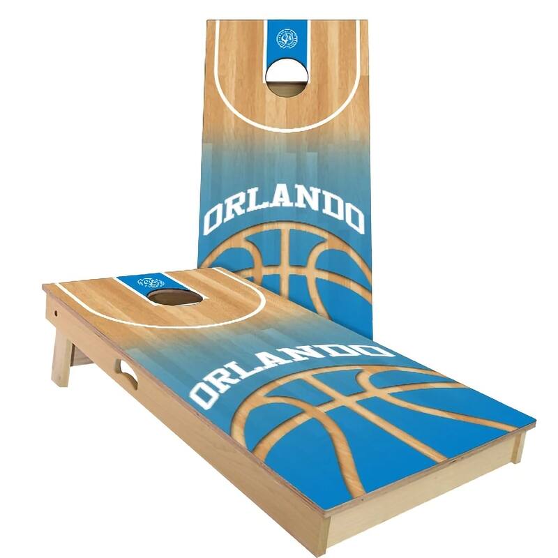 Orlando Basketball Outdoor Cornhole Board Set - All-Weather 2x4 - Include Hole Lights