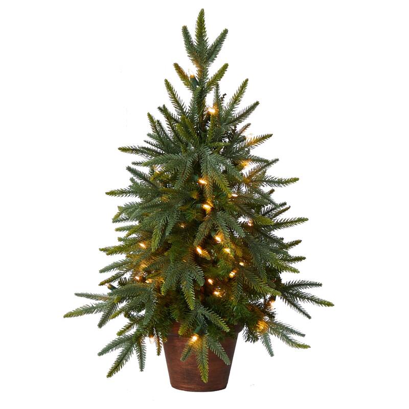 2.5' Artificial Christmas Tree Golden Planter, Clear Inc&escent Lights - 2.5 Foot
