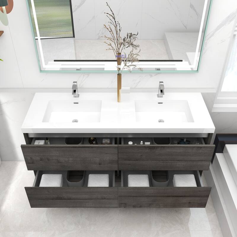 Selina 60" Wall Mounted Vanity with Double Sink