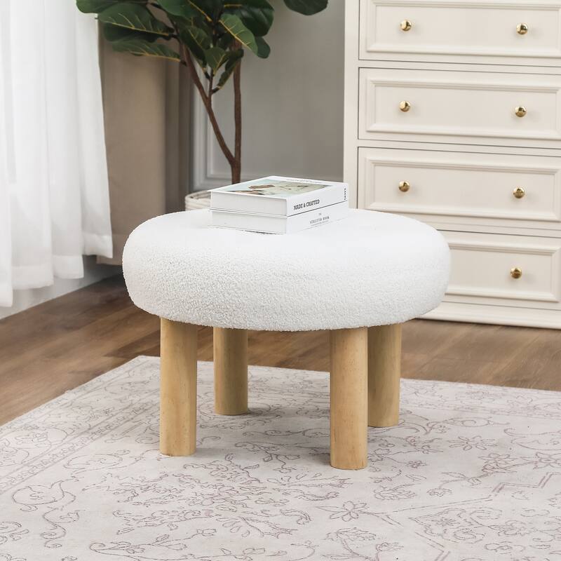 Adeco 23" Round Ottoman Footrest for Living Room