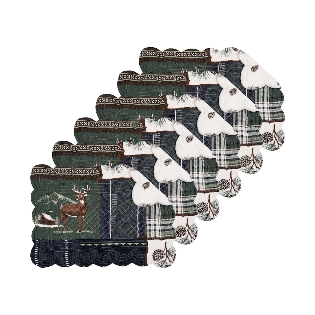 Greenstone Pines Quilted Placemat Set 6