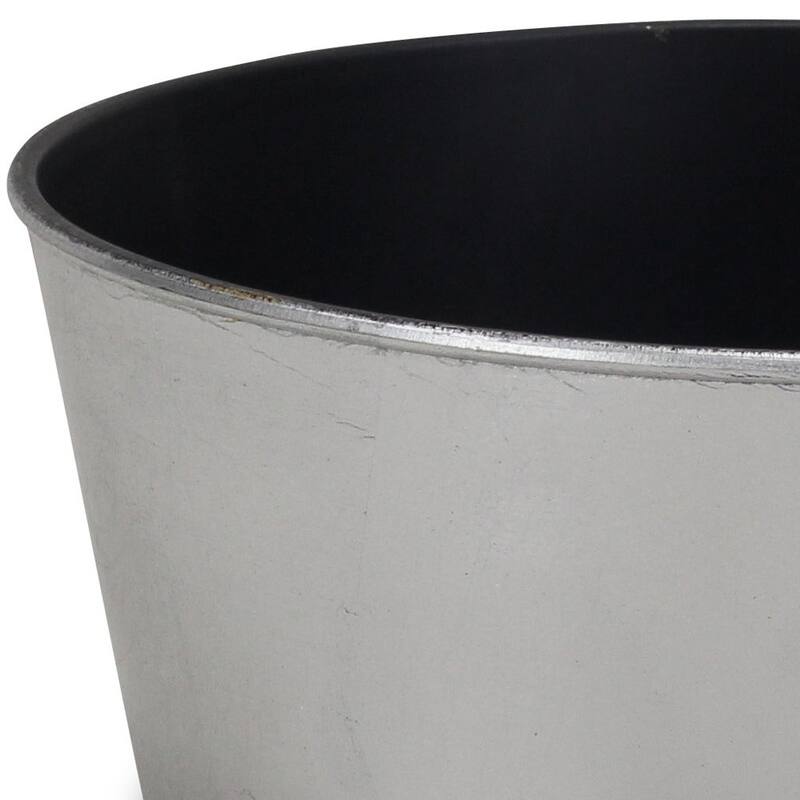 HomeRoots 10" Silver Recycled Plastic Indoor Outdoor Round Pot Planter