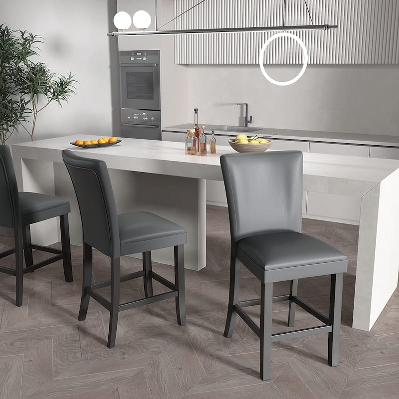 Bar Stools Faux Leather Upholstered Chairs Dining Chairs