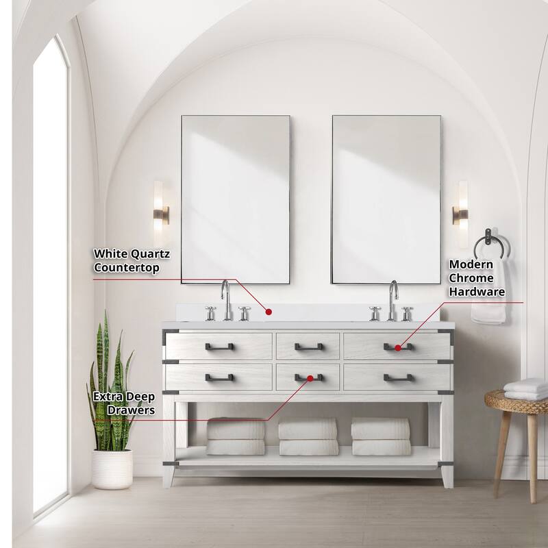 Norwalk Bath Vanity with Quartz Top, Sink, Mirror and Faucet