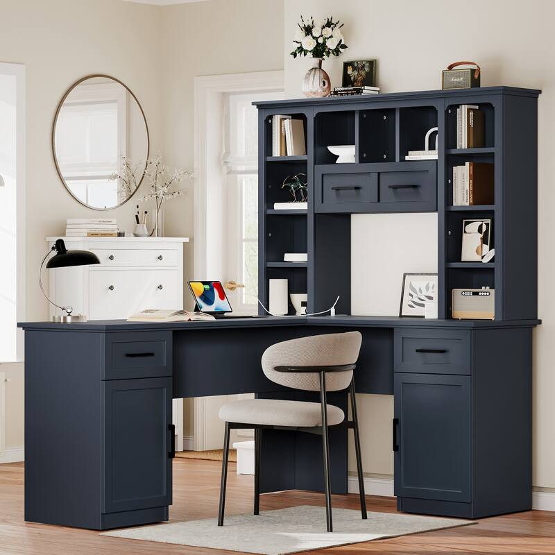 L-Shaped 59" Height Adjustable Electric Standing Desk, Sit and Stand Up Computer Desk For Home Office rustic - Rustic Brown