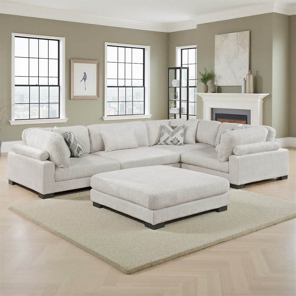 Fremont & Park Abbeville Microfiber 5-Piece Modular Sectional with Ottoman