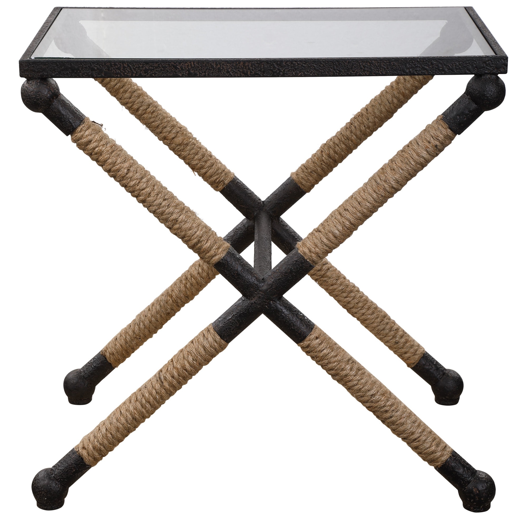 Uttermost 24983 Braddock 16" Wide Glass Top Iron Side Table with