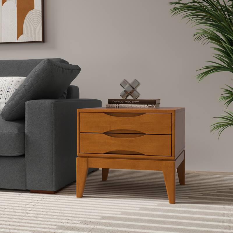WYNDENHALL Pearson SOLID HARDWOOD 22 inch Wide Square End Side Table - 22 W x 22 D x 20 H - Teak Brown