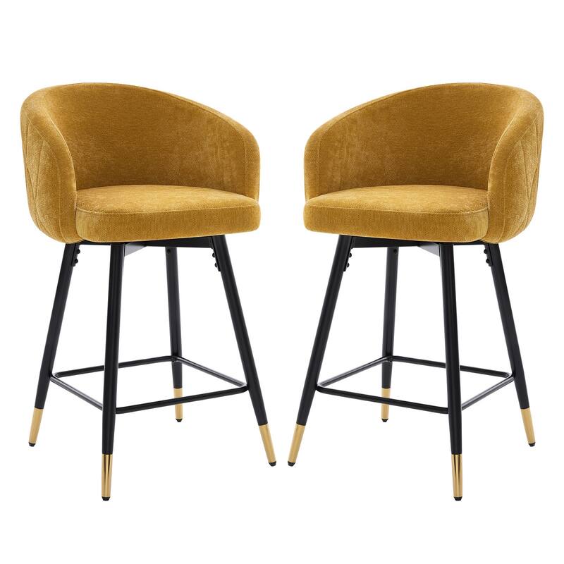 26" Swivel Counter Height Bar Stool with Arms and Metal Legs - 37"H x 22"W x 22"D