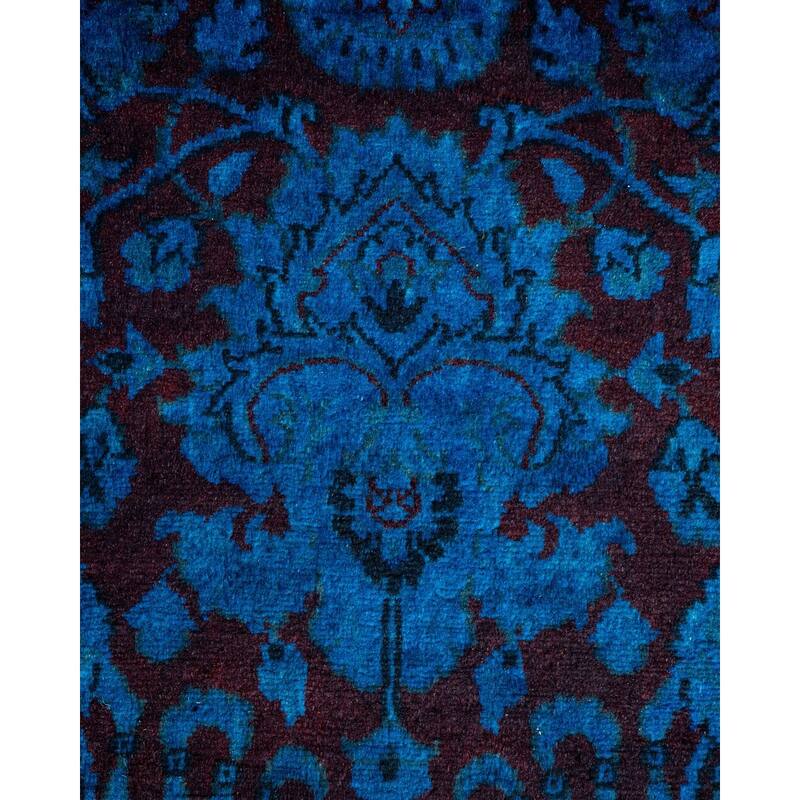 Overton Hand Knotted Wool Vintage Inspired Modern Contemporary Overdyed Navy Runner Rug - 2' 6" x 12' 1"
