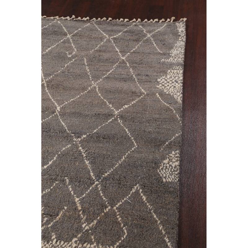 Trellis Modern Moroccan Wool Area Rug Hand-knotted Living Room Carpet - 9'11" x 14'6"