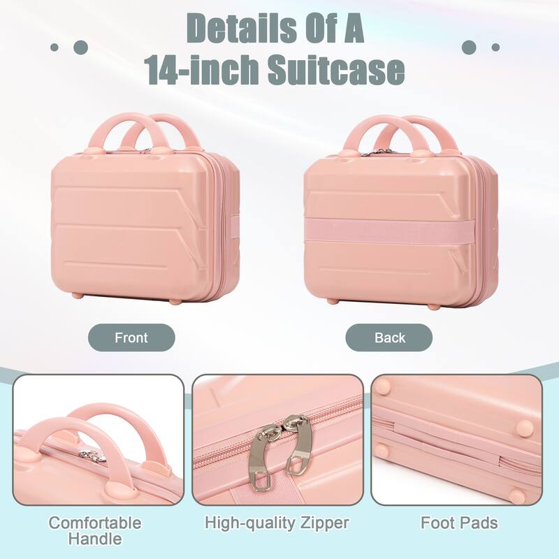 14"/20" 2 pcs/set in ABS Spinner Wheel Luggage, with Combination Lock,14" Cosmetic Case