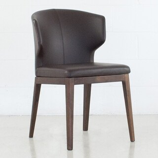 Cabo Mid-century Modern Faux Leather Wingback Chair with Solid Wood Base - Wood Base