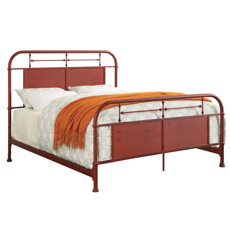 Furniture of America Ways Industrial Metal Panel Bed with Support Legs