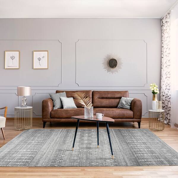 Family & Pet Friendly ReaLife Machine Washable Rug Eco-Friendly Moroccan Non-Shed Stain Resistant Made from Premium Recycled Fibers Dark Blue Gray 3' x 5' Non-Slip Family & Pet Friendly ReaLife Machine Washable Rug Eco-Friendly Moroccan Non-Shed Stain Resistant Made from Premium Recycled Fibers Dark Blue Gray 3' x 5' Non-Slip