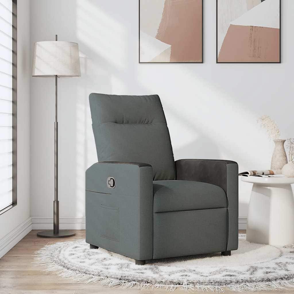 vidaXL Recliner Chair Dark Grey Fabric