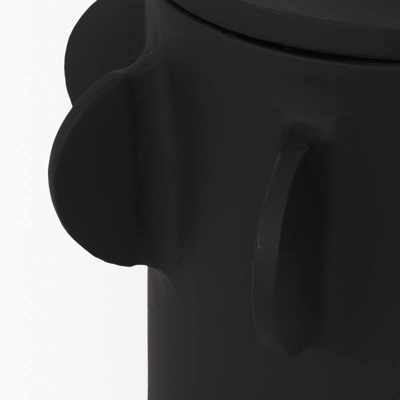 Deacon Large Matte Black Metal Canister with Sculptural Handles