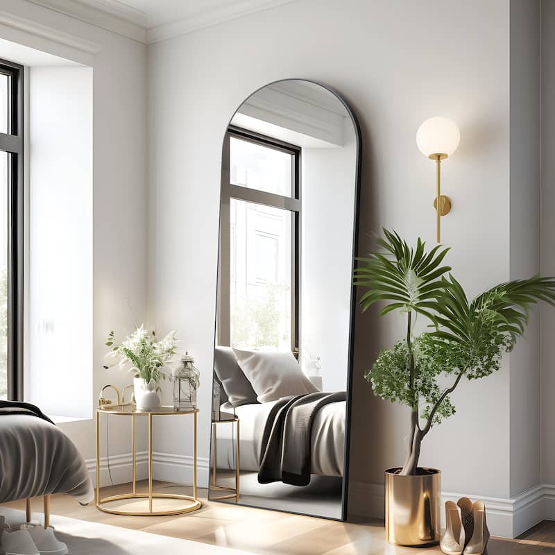 Nonfriable Arched Wood Mirror Wall Mirror Dressing Mirror With Stand