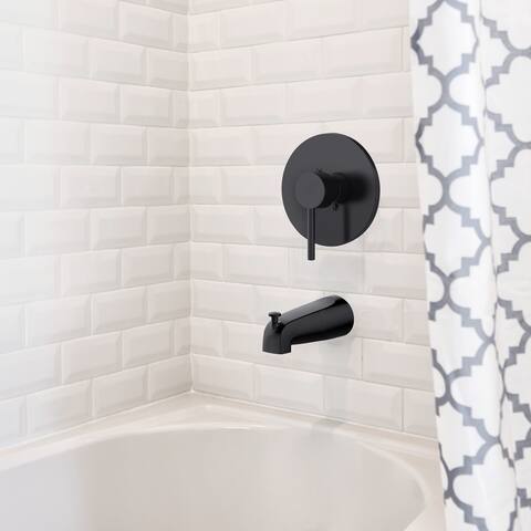 Design House 595629 Slip-On Pull-up Wall Mount Tub Diverter Spout for Bathroom Matte Black