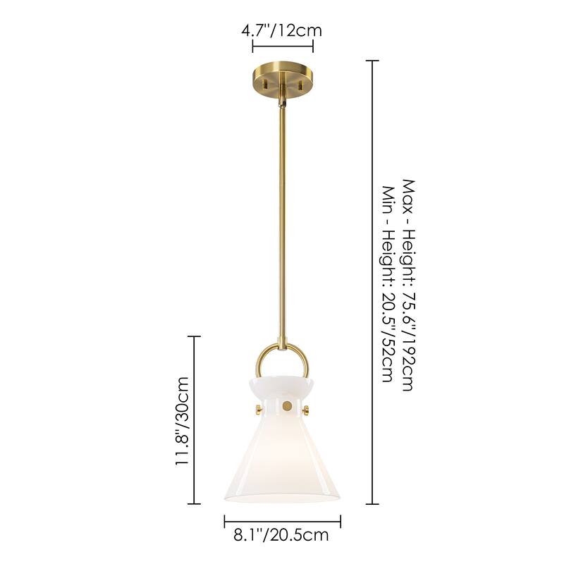 1-Light Modern Transitional Metal & Glass LED Pendant for Bedroom - 13.2" W x 19.3" H