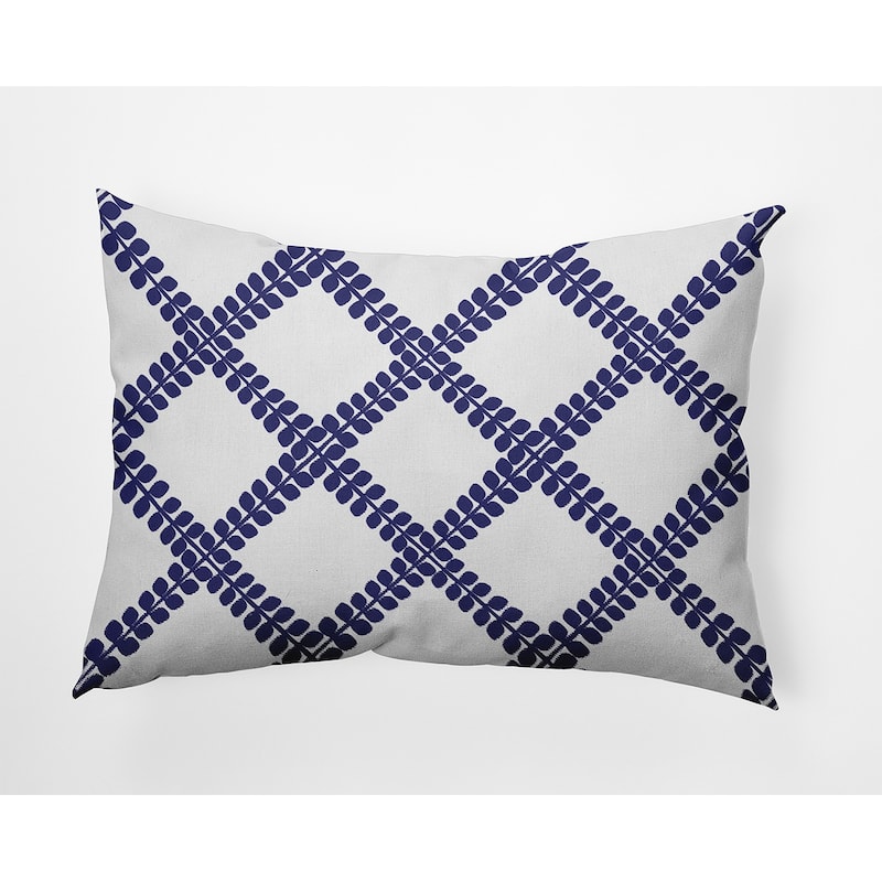 Leaf Plaid Decorative Throw Pillow - 14" x 20" - Purplish Blue