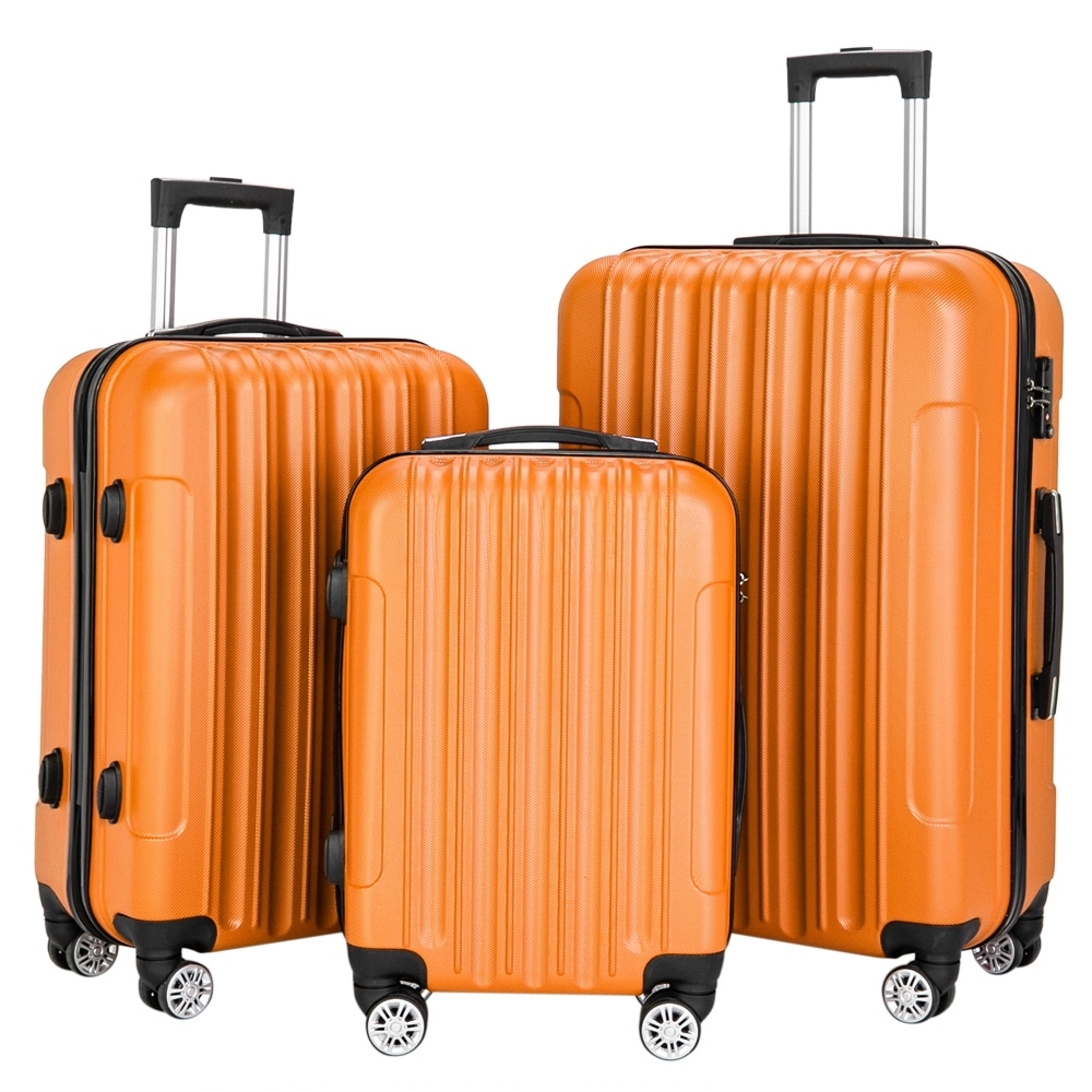 large orange suitcase