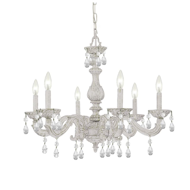 Crystorama Lighting Group Sutton 6 Light 28" Wide Wrought Iron Candle - Antique White