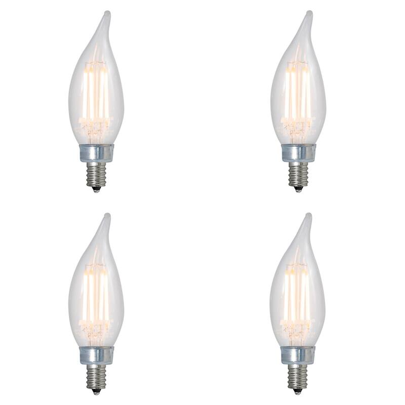 Bulbrite Pack of (4) Dimmable Clear Filament CA10 Candelabra (E12) LED Bulb