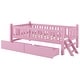 preview thumbnail 8 of 28, Twin Size Platform Bed for Kids with Partial Guardrail and 2 Pull-Out Storage Drawers, Low Profile Wooden Frame