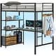 preview thumbnail 2 of 7, HOMCOM Metal Loft Bed Twin Size with L-Shaped Desk, LED Lights, Charging Station, Twin Loft Bed Frame with Shelves