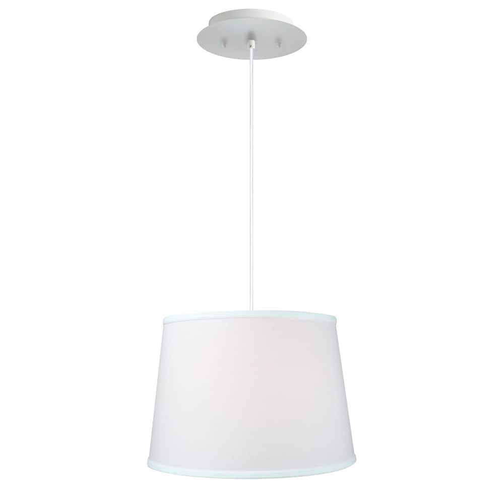 16" W 2 Light Pendant White Shade with Diffuser, White Cord