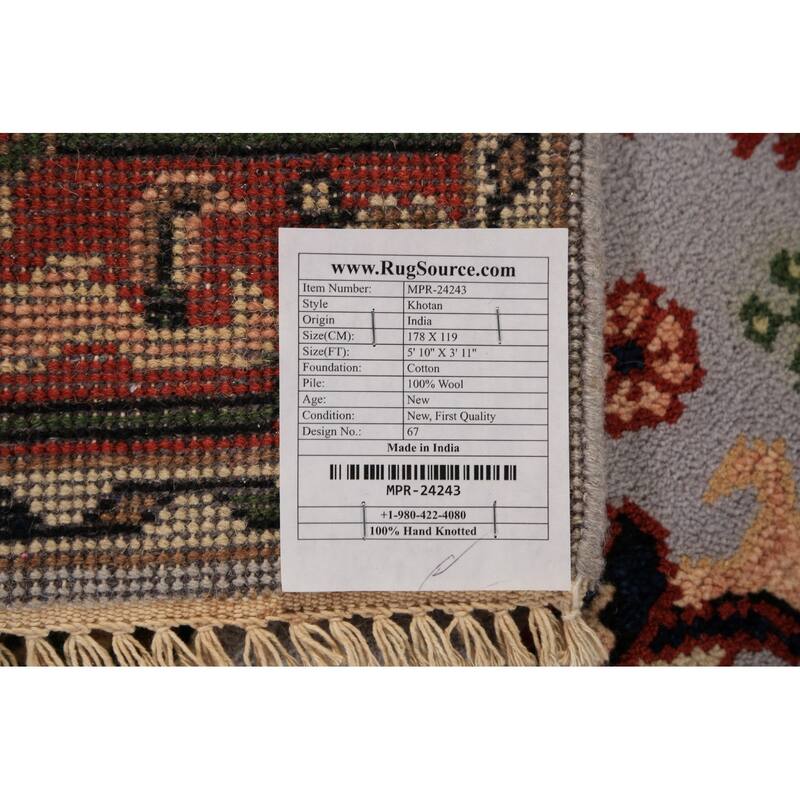 Khottan Oriental Accent Rug Handmade Wool Carpet - 3'11"x 5'10"