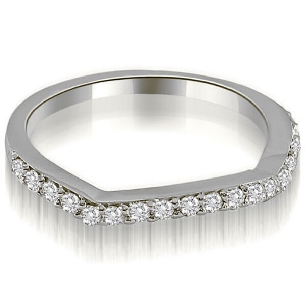 0.25 CT.TW Curved Round Cut Prong-Set Diamond Wedding Ring in 14KT Gold - White H-I