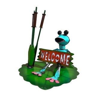 Welcome Frog on Lily Metal Art