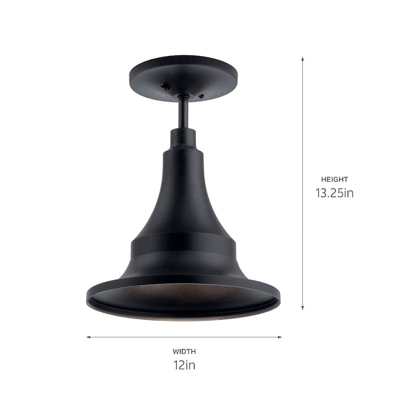 Kichler Hampshire 13.25 inch 1 Light Medium Outdoor Pendant/Semi Flush in Textured Black