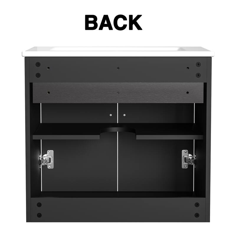 Anmytek 24'' Floating Bathroom Vanity Sink Combo Wall Mounted Cabinet with Soft Close Door