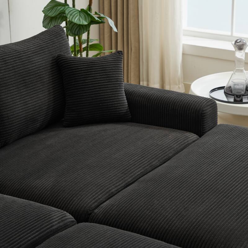 Sectional Couch Sofa for Living Room, Modern Corduroy Modular Couch with 2 Ottoman, Corduroy Sofas for Apartment, Office